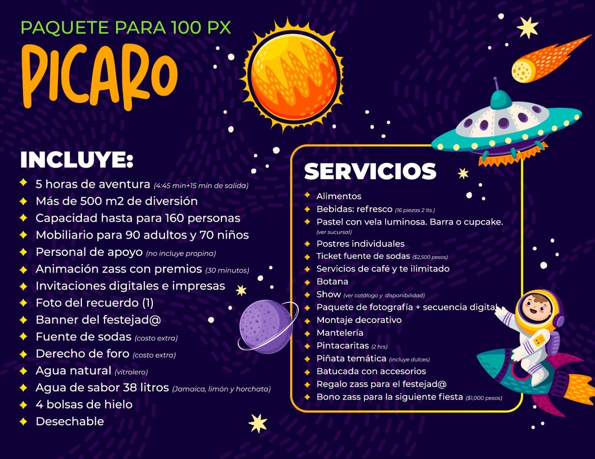 Spanish party package Picaro with 100 person capacity including decorations, entertainment, catering and services